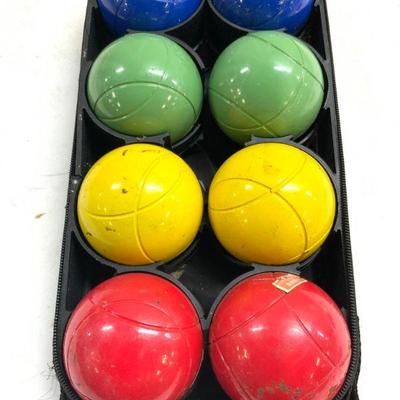 Set 8 Vntg Heavy Metal Bocce Balls W Case
