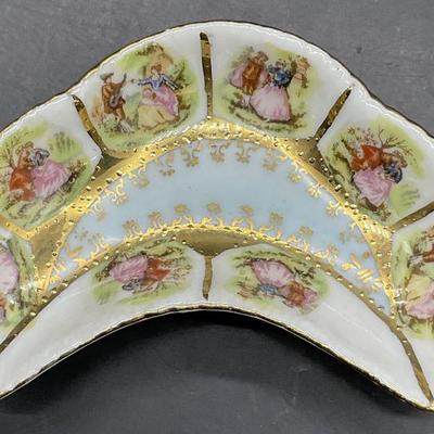 Vntg Trademarked Porcelain Crescent Trinket Dish
