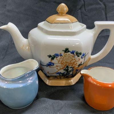 Lot 3 Vntg Porcelain Teapot & Creamers Czech & Jpn
