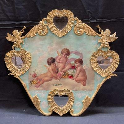 Signed Ellie Haggerty Cherub Carousel Panel
