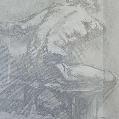 SIGNED ETCHING "MALE FIGURE STUDY" 63/250 BY R.S. RIDDICK