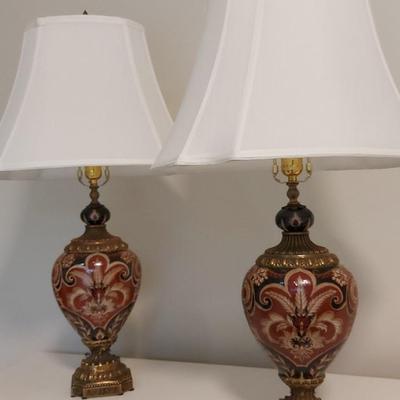 GORGEOUS GOLD AND CRANBERRY NAVY LAMPS