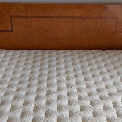 MASSIVE VINTAGE WOOD HEADBOARD WITH SIDE TABLES