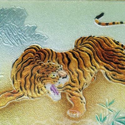 RESERVE GLASS PAINTING OF A TIGER