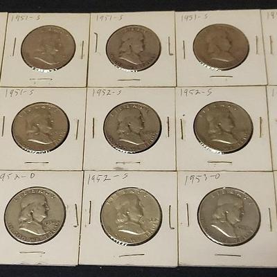 FIFTEEN SILVER HALF DOLLARS 1951-1953