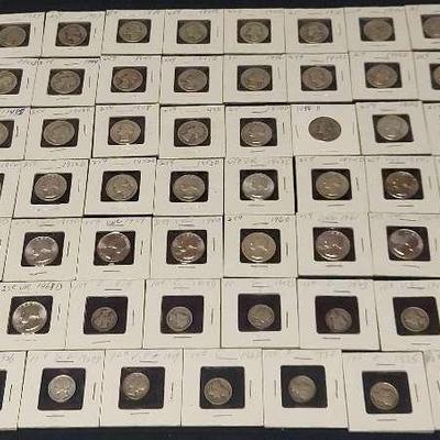 SEVENTY-ONE SILVER QUARTERS AND DIMES