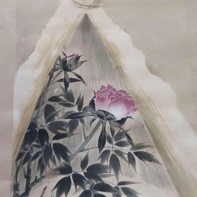 VINTAGE JAPANESE WALL HANGING SCROLL PAINTING