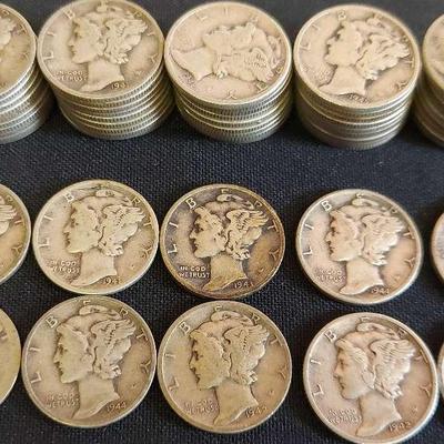 SIXTY 1940s SILVER DIMES #2