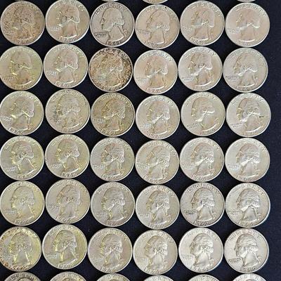 60 SILVER QUARTERS FROM THE 1960'S LOT4
