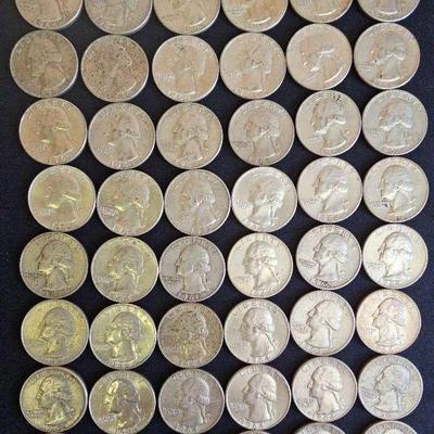 60 SILVER QUARTERS FROM THE 1960'S LOT1