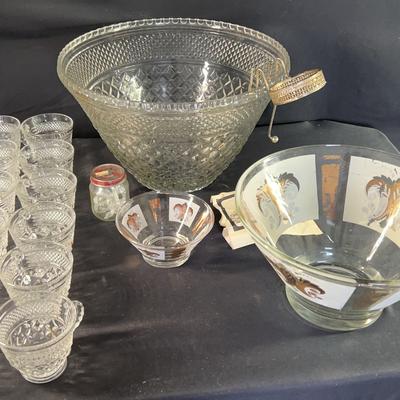 Entertainment glassware featuring a Vintage Punch Bowl Set With 24 Cups