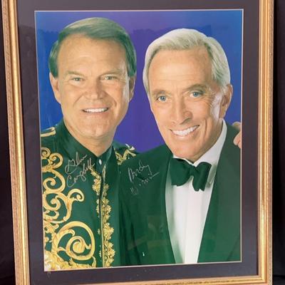 Framed Photo Of Glen Campbell And Andy Williams Signed By Both Artists