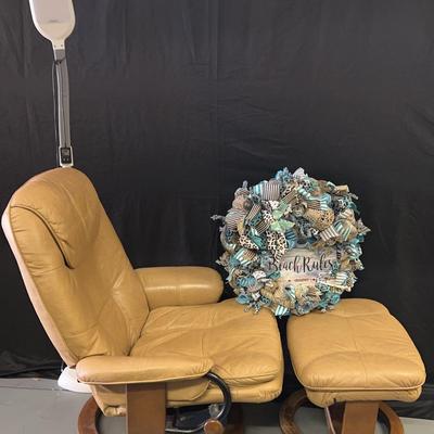 Pallister Reclining Chair, Ottoman, floor lamp and more