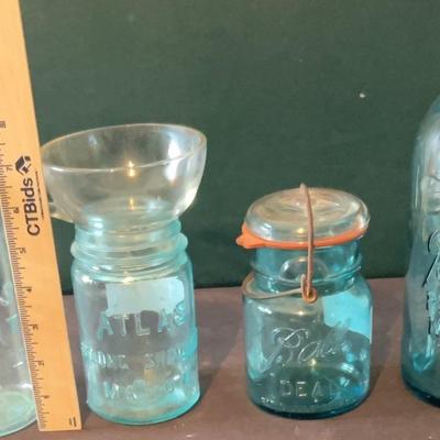 Antique Canning Jars, And One Canning Funnel