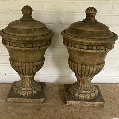 A Pair Of Stone Urn Finials