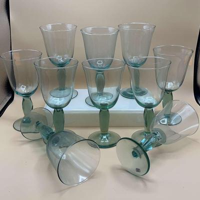 10 La Mediterranea Green Water Goblets 