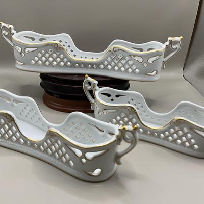 Vintage Porcelain Treasures Silverware Caddy