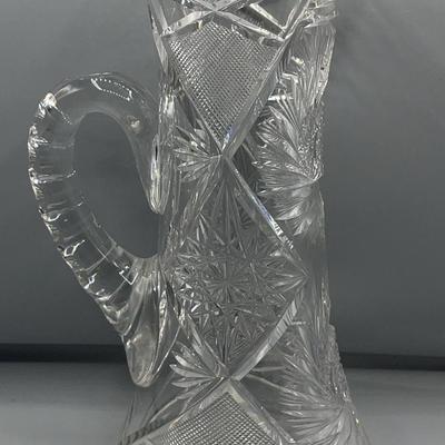 Antique American Brilliant Sawtooth Cut Glass Pitcher