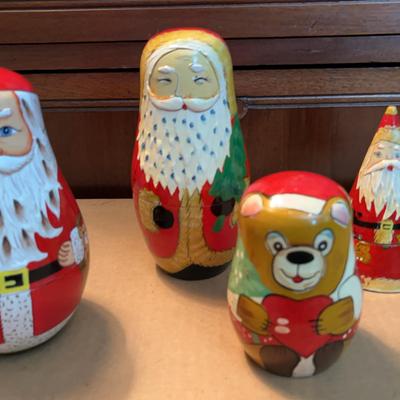 Vintage Wooden Nesting Christmas Characters 