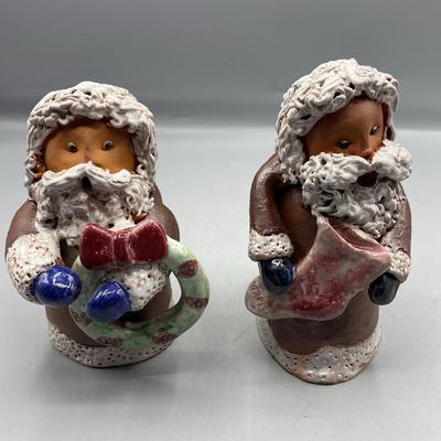 Two Vintage Signed Peppertown Pottery Santa’s 