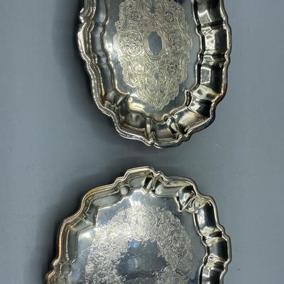English Silver Footed Trinket Plates 