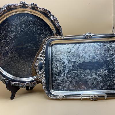 Sheridan Taunton Silversmiths E.P. Brass Serving Trays 