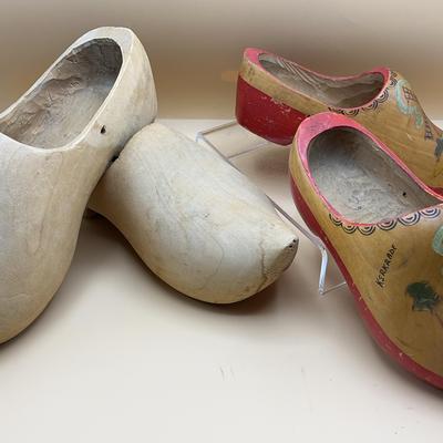 Mid Century Dutch Holland Hand Carved Clogs 