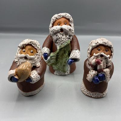 Three Santa’s From Peppertown Pottery