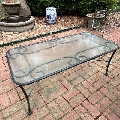 Large Glass Iron Table