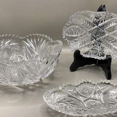 Clear Cut Glass Serving Pieces 