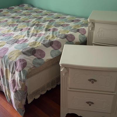 Three Drawer Chest And Matching Nightstand With Bed frame 