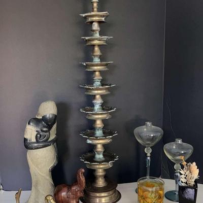 Decor Including African Tribes Statue Of Mother And Child 
