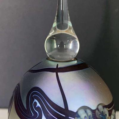 Signed Robert Eickholt Iridescent Glass Perfume Bottle