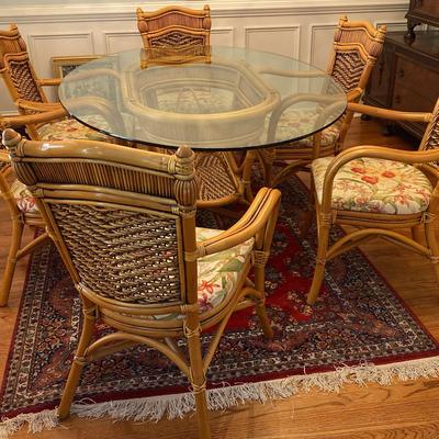 Glass Top Oval Table And Six Chairs