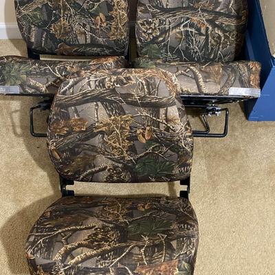 3 Camo Covered Swivel Boat Seats