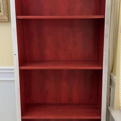 Decorative Shelf Painted In White And Red Colors 