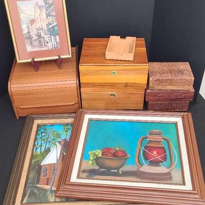 Wooden Boxes And Framed Paintings 