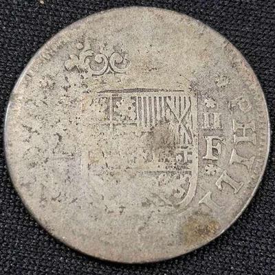 1700s Spanish Colonial Silver 2 Reales Coin – Philip V Era, Pirate Treasure Style