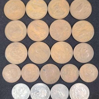 Vintage Mexican Coin Collection – Mixed Denominations and Designs