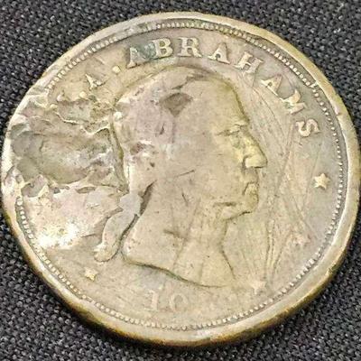 Circa 1852 M.A. Abrahams Store 10¢ Trade Token – Independence, Missouri Merchant Token