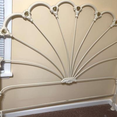Cream Color Metal Headboard With Gold Accents 