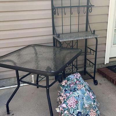 Outdoor Table And Bakers Rack