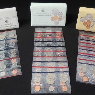 United States Mint 1988, 1989, And 1990 Uncirculated Coin Sets
