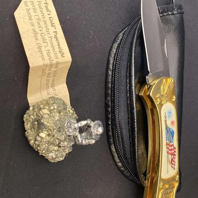 PVA 7 1/2” Knife, Fools Gold Paper Weight