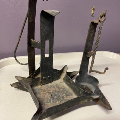 Early 1800's Betty Lamps Hand Wrought