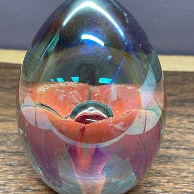 Glass Eye Signed Art Glass Paperweight
