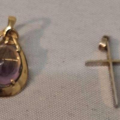 14K Cross Pendant 1g - 10K Pendant with Stone 2g
