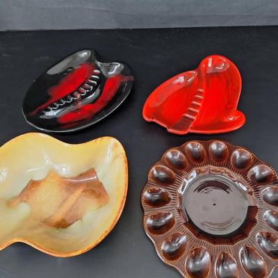 Vintage Ashtrays  CALF 101- A4 - Bowl - Redwing USA Egg Plate - Ozark Frontier Dryden