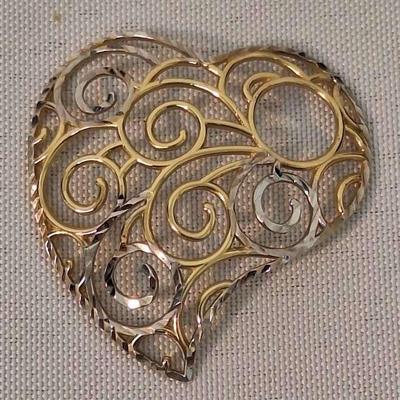 14K Gold Pendant Heart 3g 