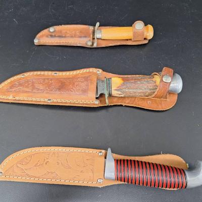 3 G. C. Co Knives with Leather Sheaths Sweeden - Germany - 5056 Germany 